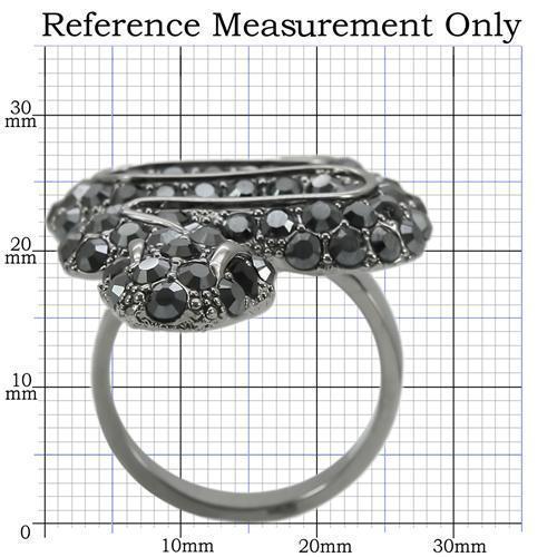 Ruthenium Brass Ring with Top Grade Crystal in Jet