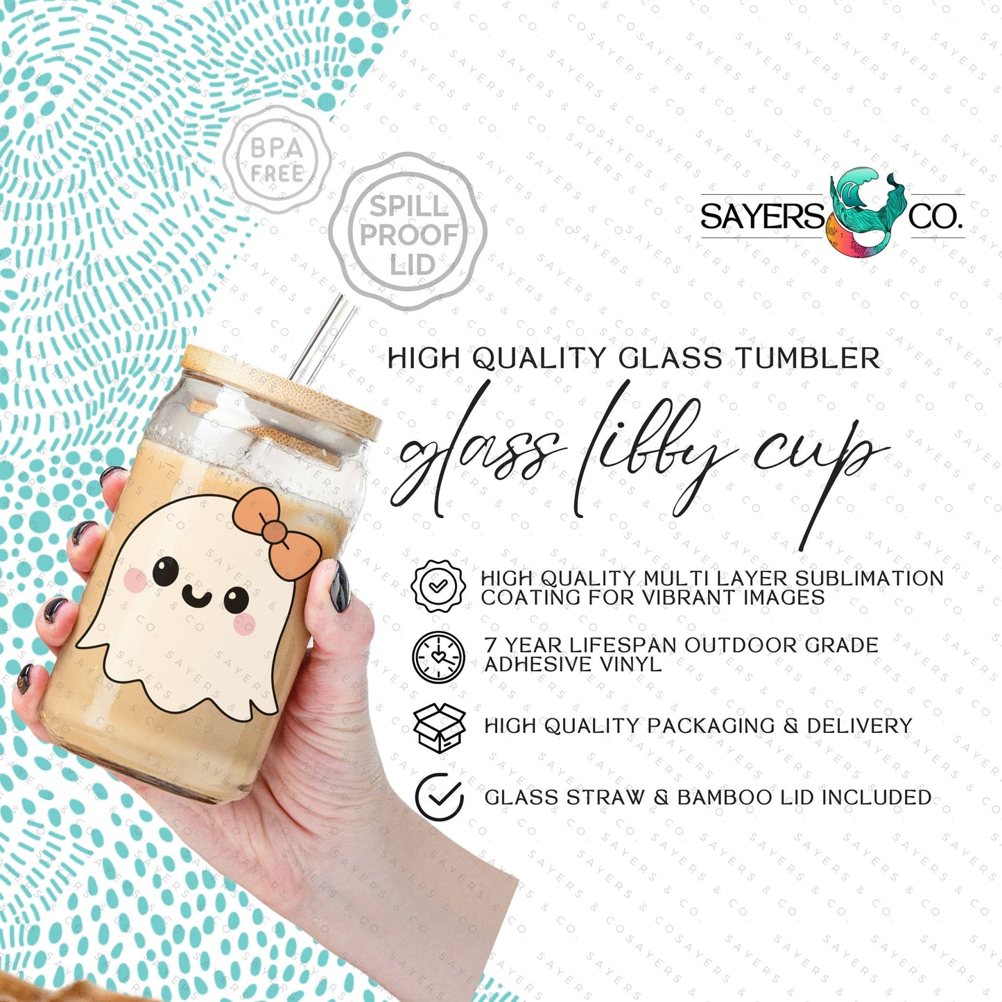 16oz Lil Boo Thang Glass Cup with Bamboo Lid & Straw #100162