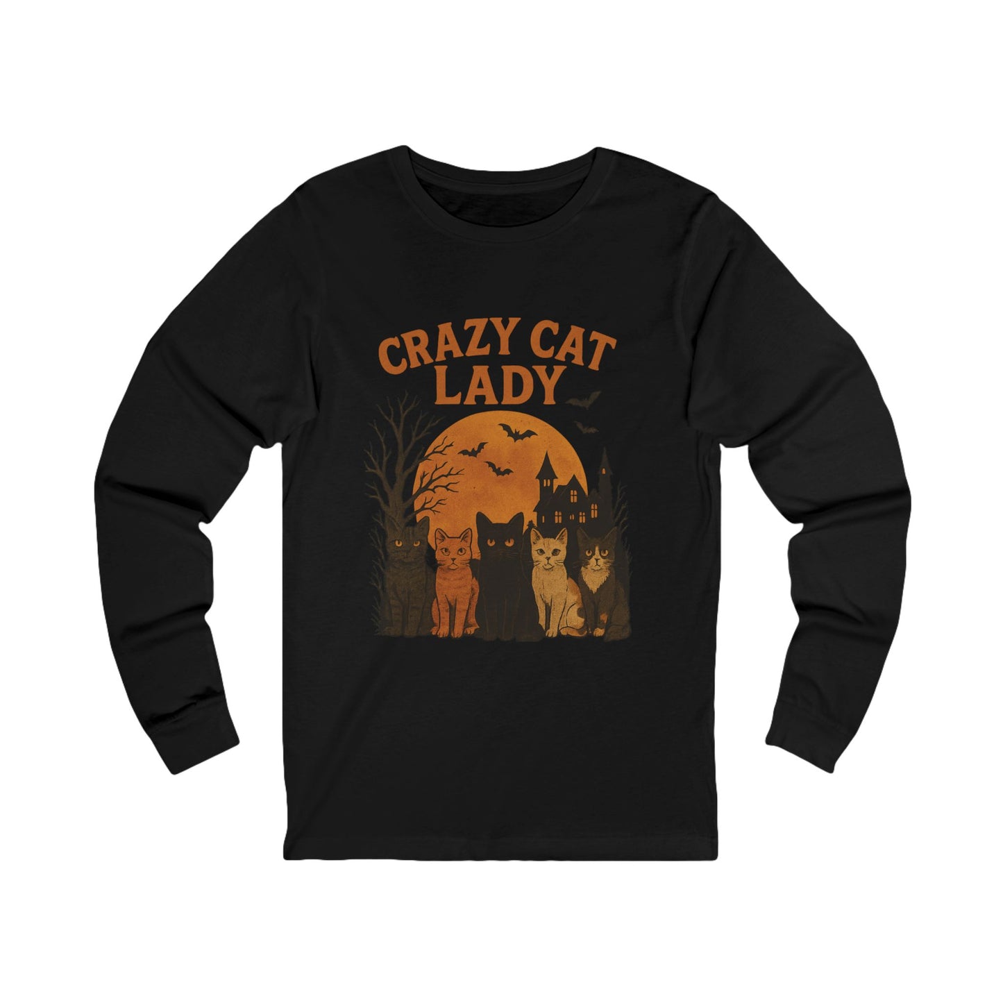 Crazy Cat Lady Long Sleeve Tee - Halloween, Cat Lover Gift, Cozy Style, Autumn Fashion, Unique Casual Wear