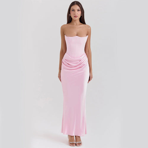 Slim Tube Top Long Dress Sexy Fashion Bandeau Backless Party Evening