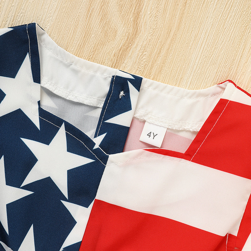 Toddler Girls' Independence Day Dress Red White & Blue Stripes And