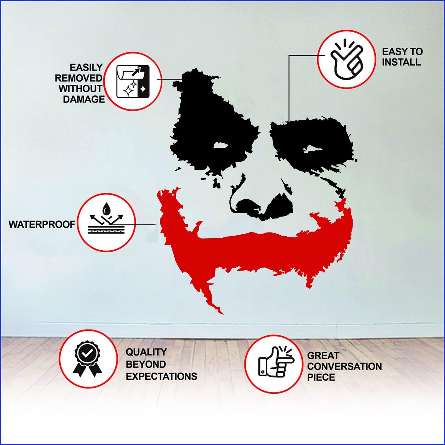 Slaf Ltd. Vinyl Wall Decal Scary Joker Face Why So Serious Removable