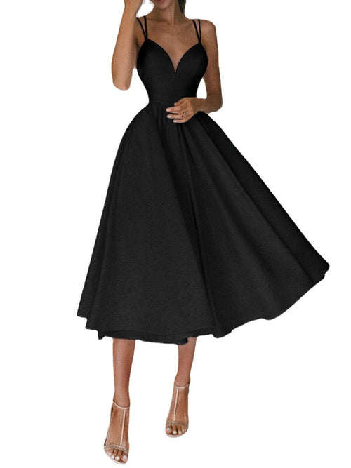 Sexy V-neck Suspender Dress Summer Fashion A-Line Long Dresses For