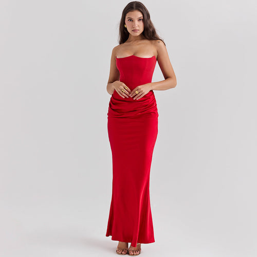 Slim Tube Top Long Dress Sexy Fashion Bandeau Backless Party Evening