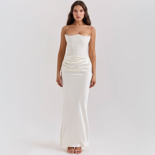 Slim Tube Top Long Dress Sexy Fashion Bandeau Backless Party Evening
