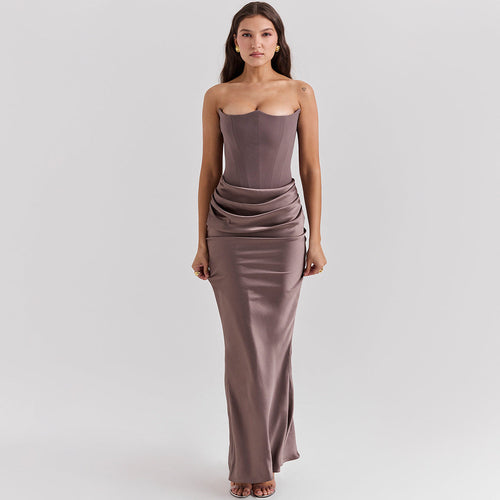 Slim Tube Top Long Dress Sexy Fashion Bandeau Backless Party Evening