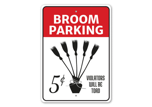 Broom Parking Witch Sign