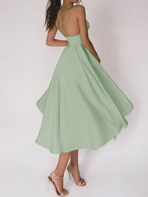 Sexy V-neck Suspender Dress Summer Fashion A-Line Long Dresses For