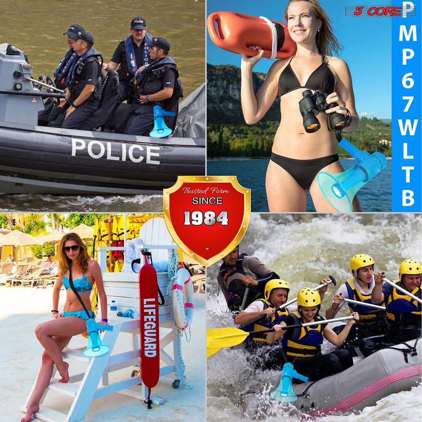 5Core Megaphone Bullhorn Speaker w Siren LED Light Adjustable Volume