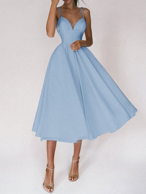 Sexy V-neck Suspender Dress Summer Fashion A-Line Long Dresses For