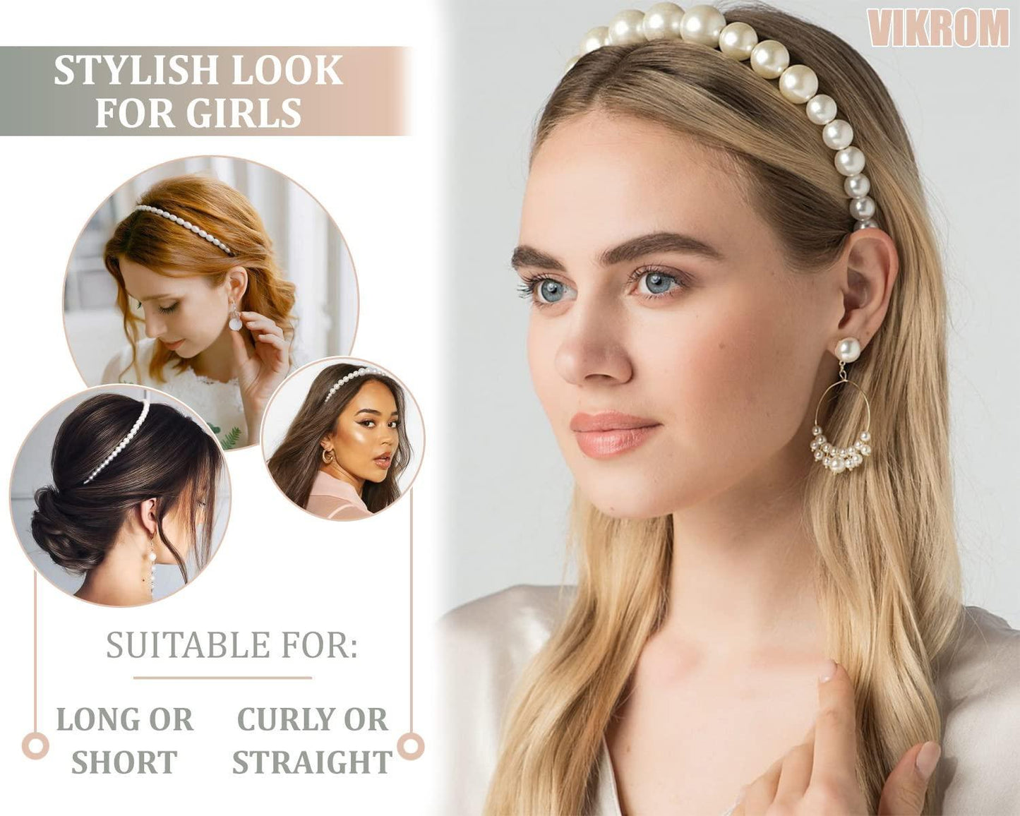 4 Pcs Pearl Headbands for Women Headbands for Hair Band With Pearls