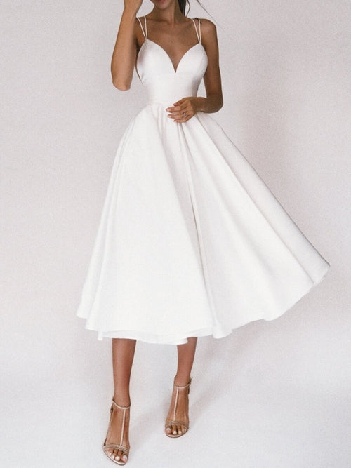 Sexy V-neck Suspender Dress Summer Fashion A-Line Long Dresses For