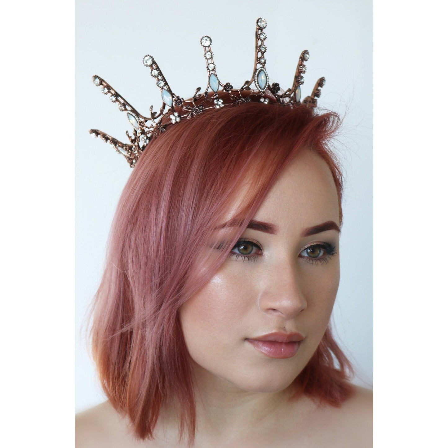 Aggressively Rosy Crown Tiara in Rose Gold and Opal | Royalty Crown Pa