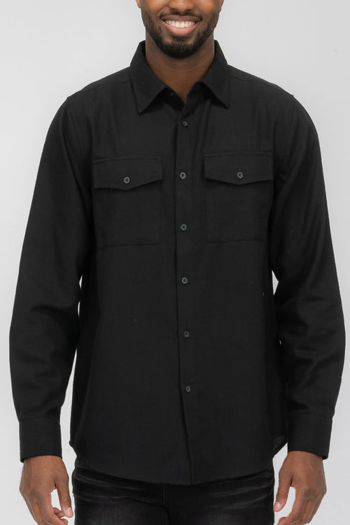 Plain Staple Plaid Brushed Flannel Shirt Jacket Shacket FL201