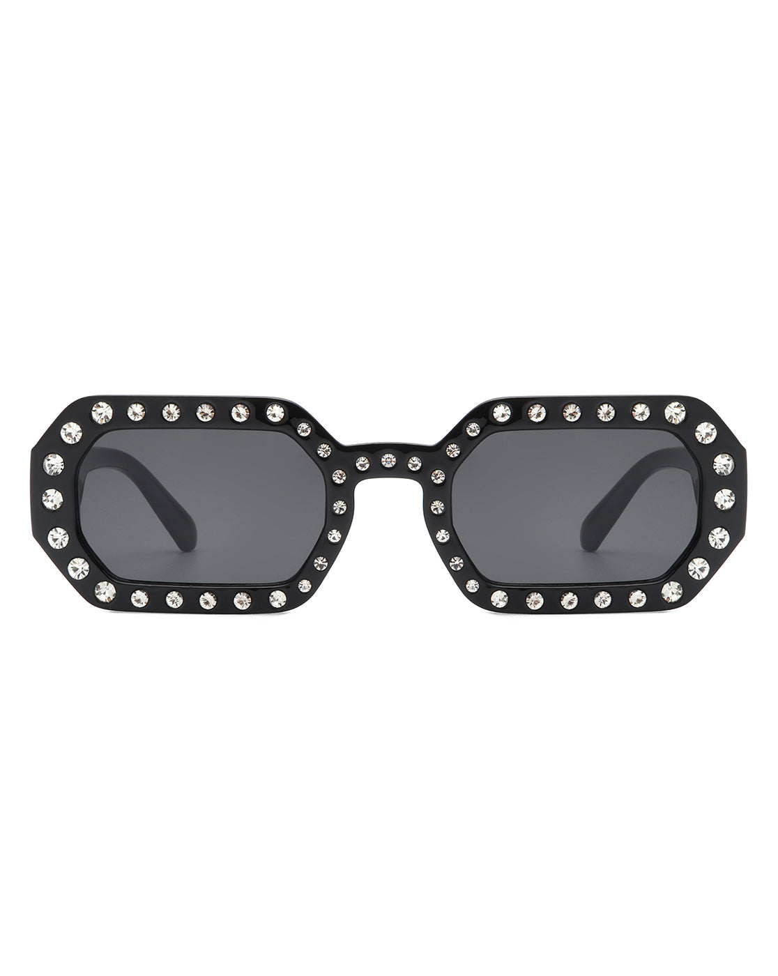 Whisp - Square Retro Rhinestone Tinted Geometric Fashion Sunglasses