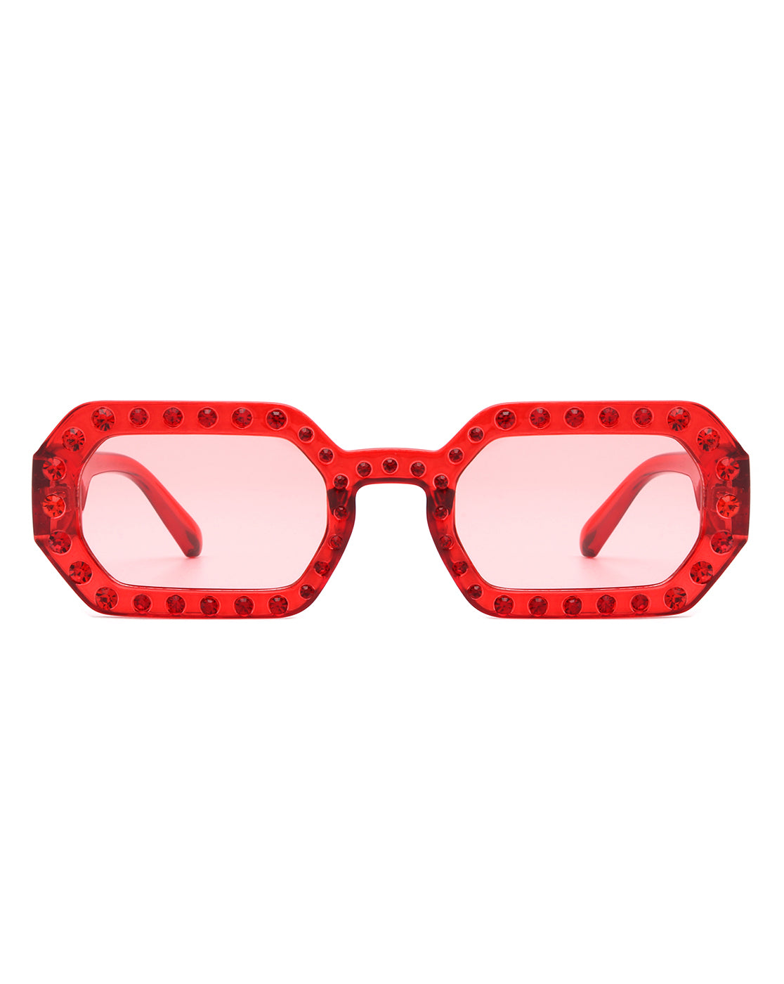 Whisp - Square Retro Rhinestone Tinted Geometric Fashion Sunglasses