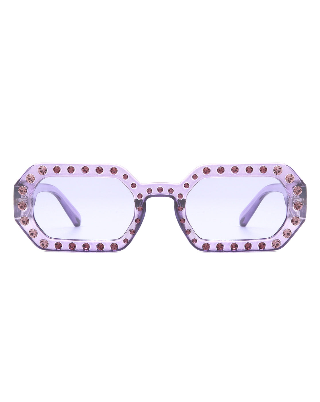 Whisp - Square Retro Rhinestone Tinted Geometric Fashion Sunglasses