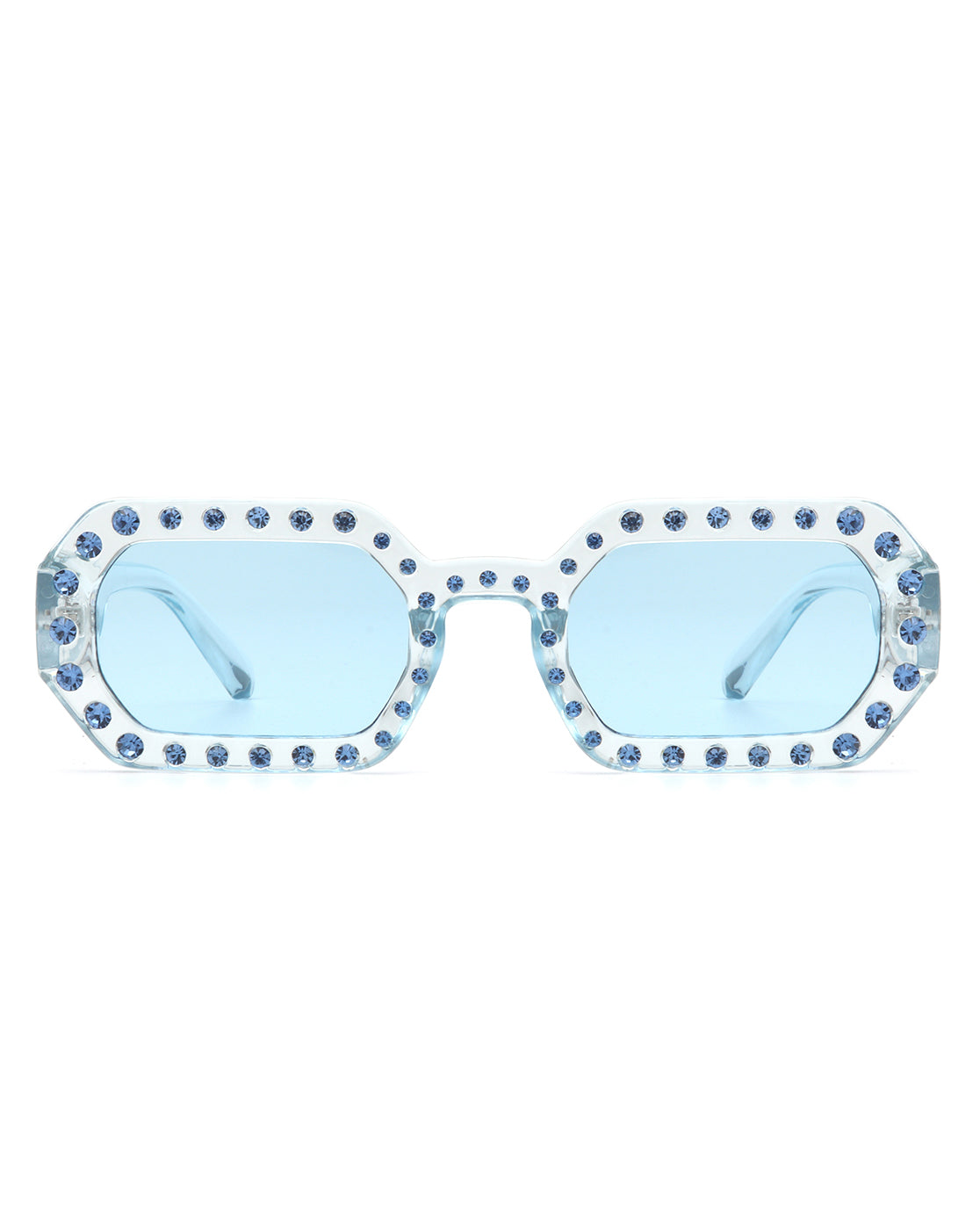Whisp - Square Retro Rhinestone Tinted Geometric Fashion Sunglasses