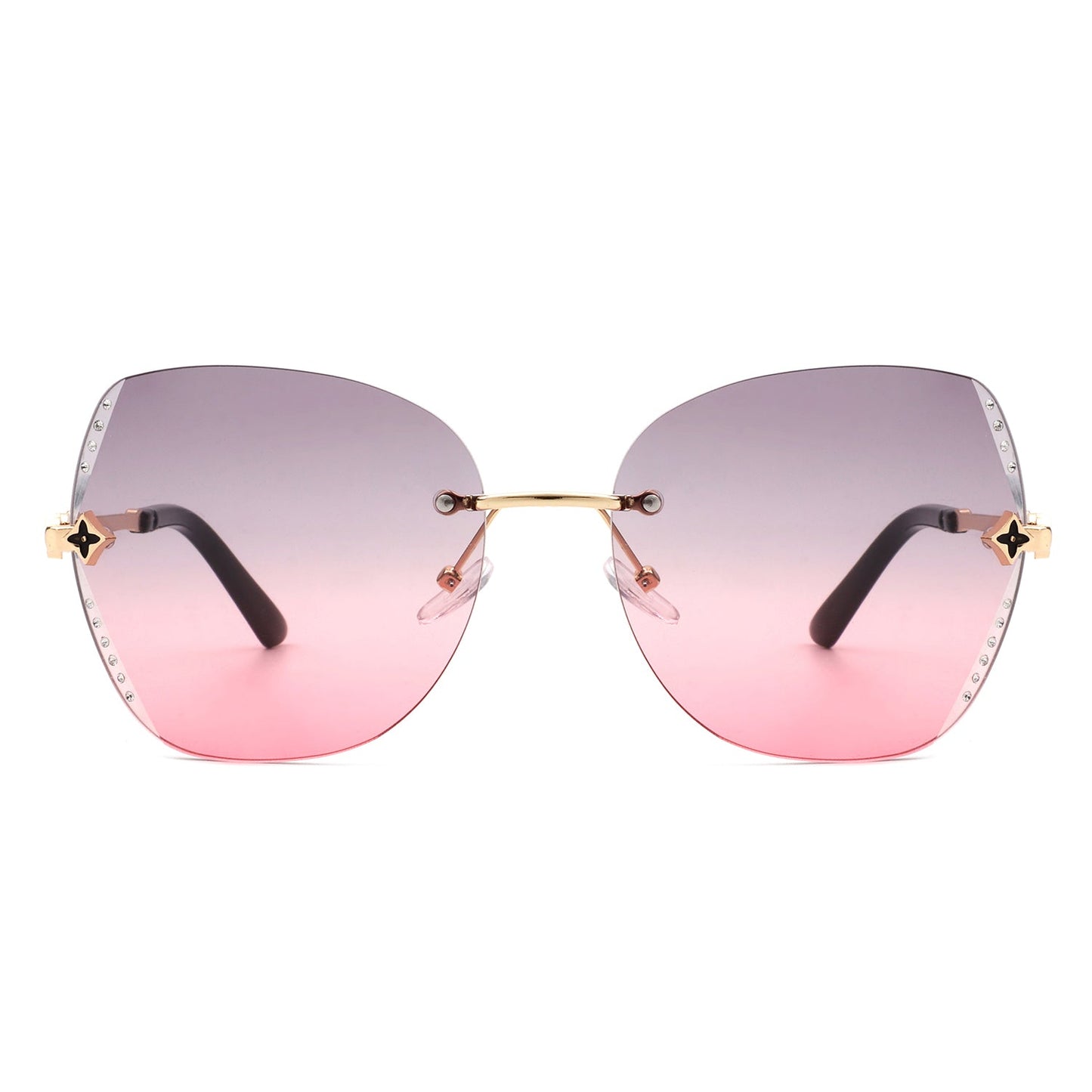 Kineticx - Oversize Rimless Butterfly Shape Tinted Rhinestone Fashion