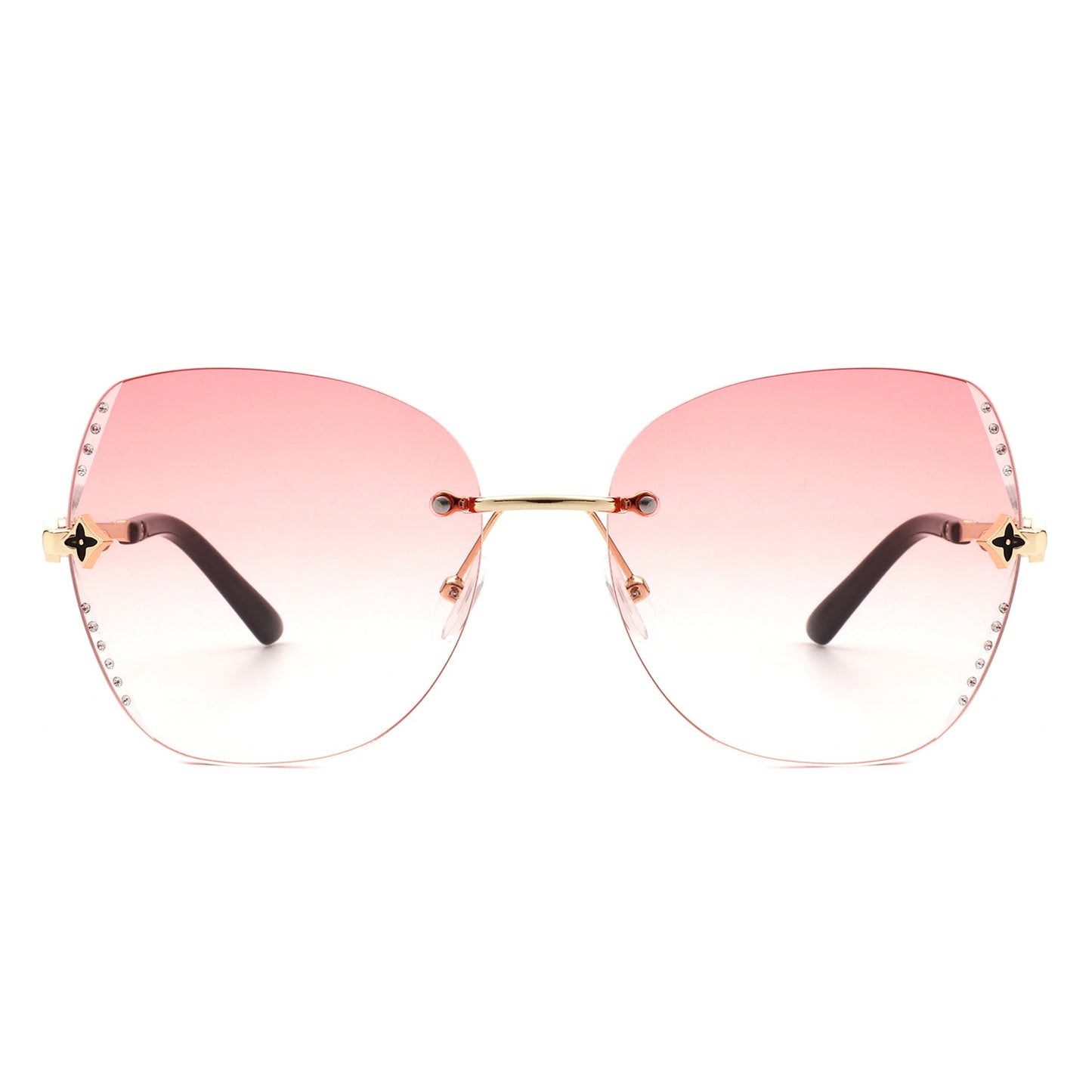 Kineticx - Oversize Rimless Butterfly Shape Tinted Rhinestone Fashion