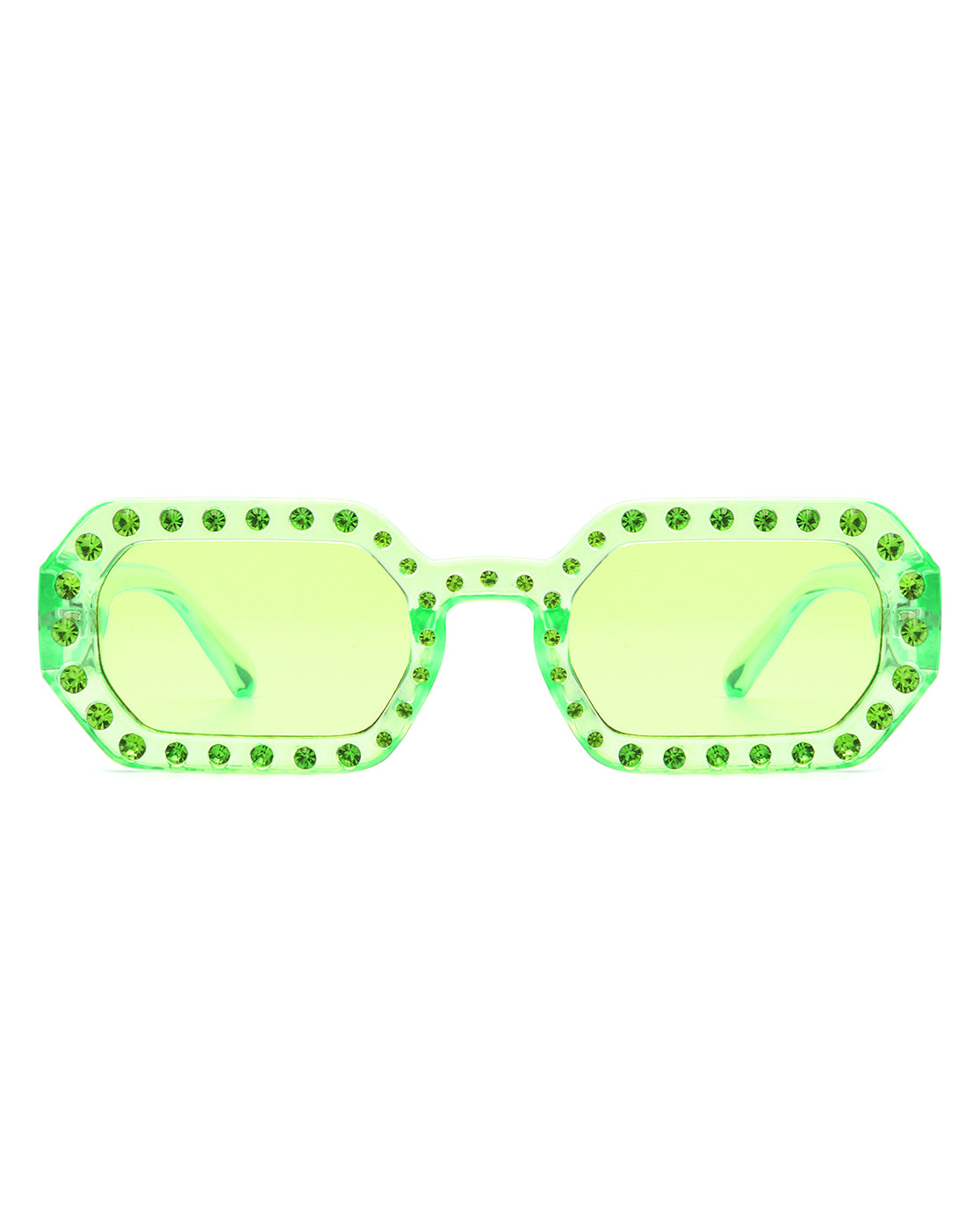 Whisp - Square Retro Rhinestone Tinted Geometric Fashion Sunglasses