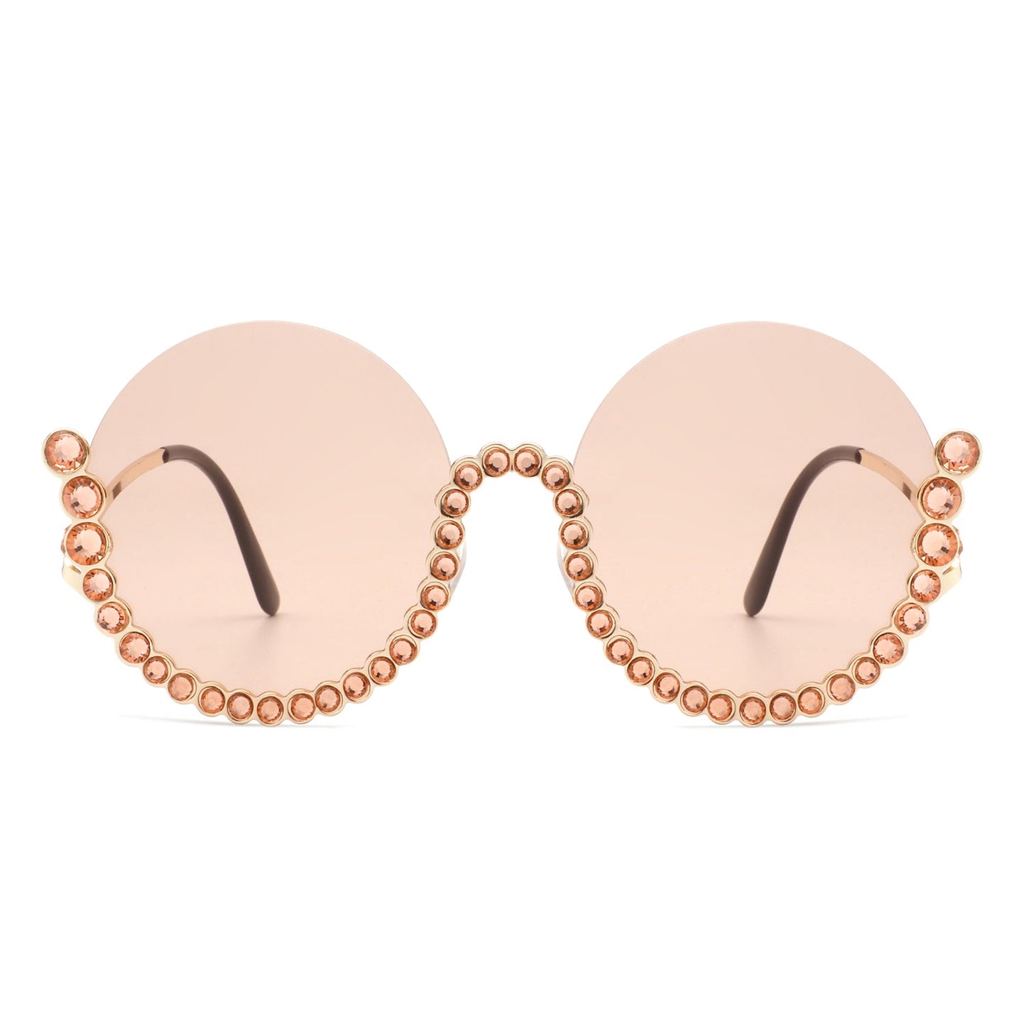 Gloriana - Women Circle Half Frame Oversize Rhinestone Fashion Round