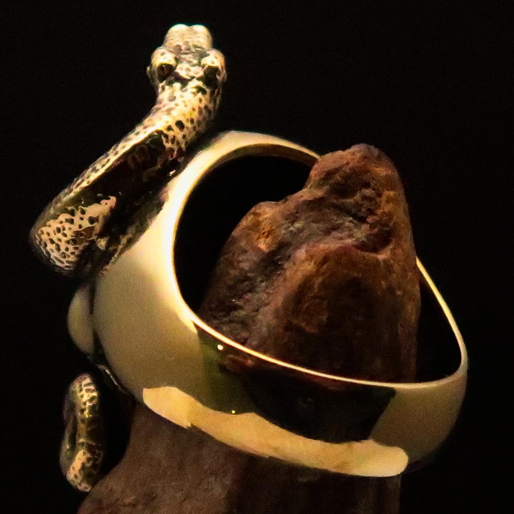 Excellent crafted Men's Brass Biker Ring Dead Outlaw Skull Snake
