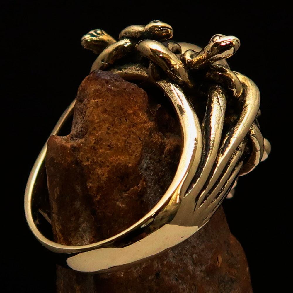 Excellent crafted Men's Medusa Head Skull Ring - antiqued Brass
