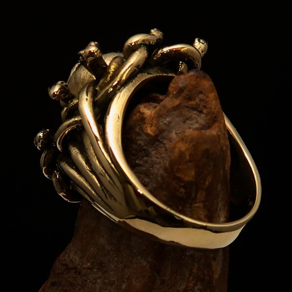 Excellent crafted Men's Medusa Head Skull Ring - antiqued Brass