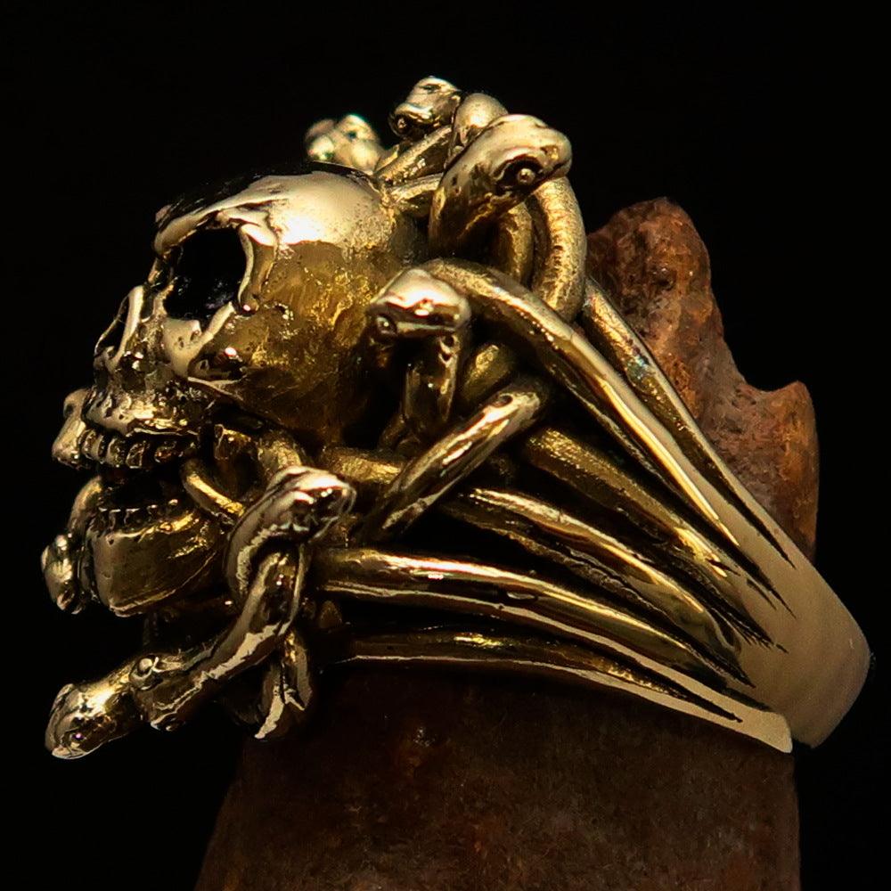 Excellent crafted Men's Medusa Head Skull Ring - antiqued Brass