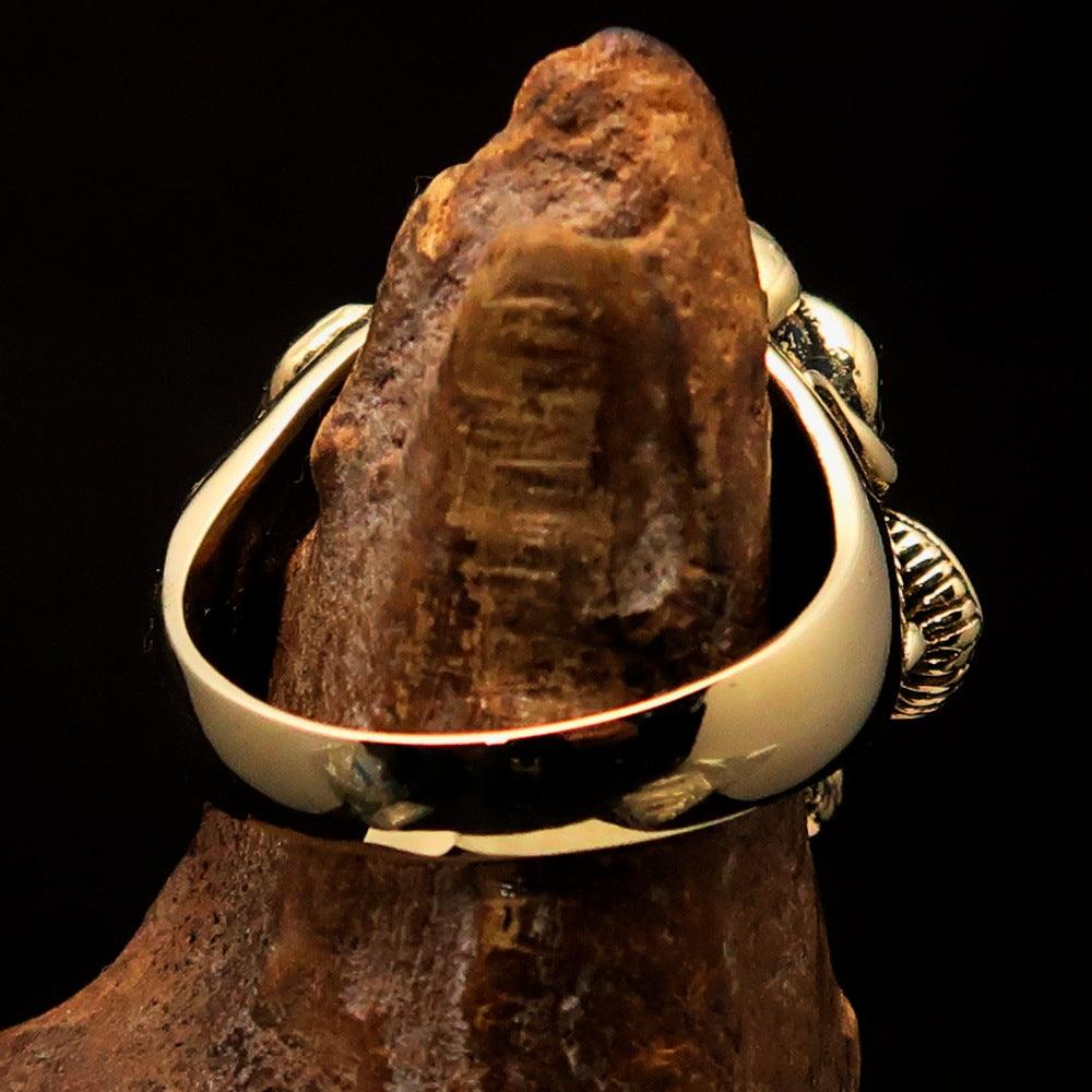 Excellent crafted Men's Medusa Snake Skull Ring - Antiqued Brass