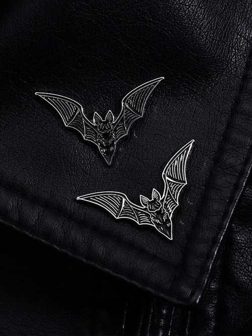 2pcs Bat Enamel Pins Gothic Punk Witch Halloween Brooch Collar Badge