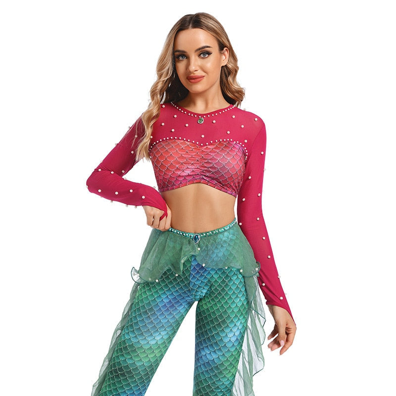 Mermaid Costume Women Halloween Cosplay Sexy Party Long sleeves