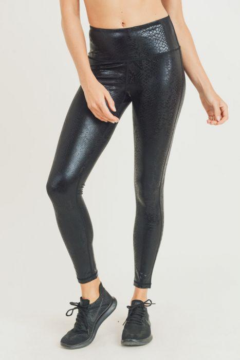 Black Nagini Snake Foil Print Highwaist Leggings
