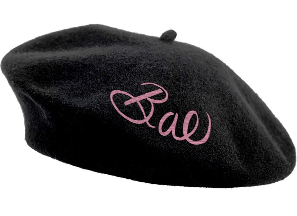 Embroidered Berets in 5 Fun Colors and Sayings | Wool and Nylon
