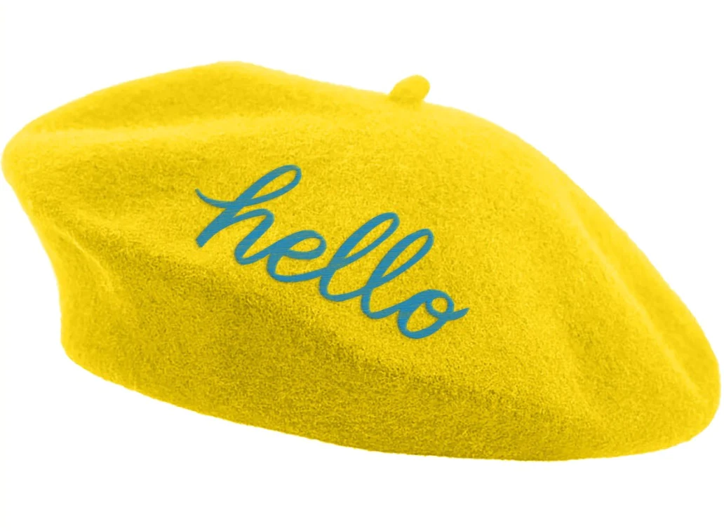 Embroidered Berets in 5 Fun Colors and Sayings | Wool and Nylon