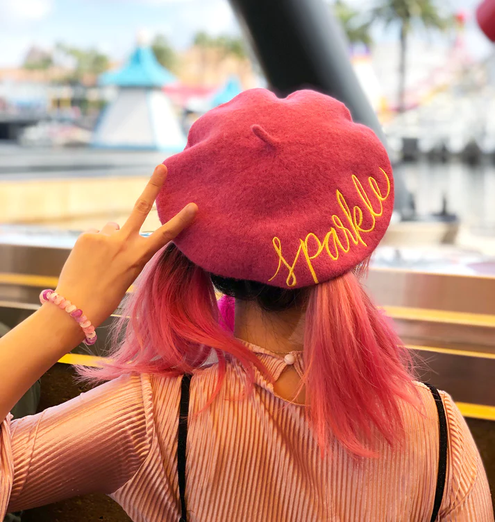Embroidered Berets in 5 Fun Colors and Sayings | Wool and Nylon