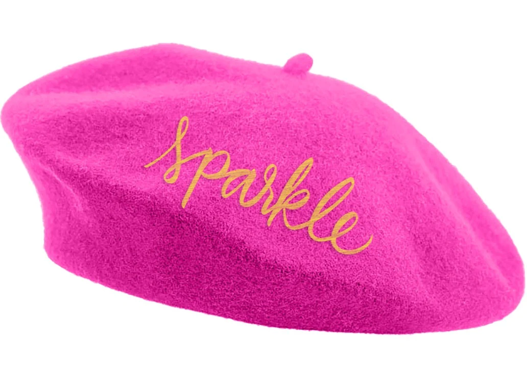 Embroidered Berets in 5 Fun Colors and Sayings | Wool and Nylon