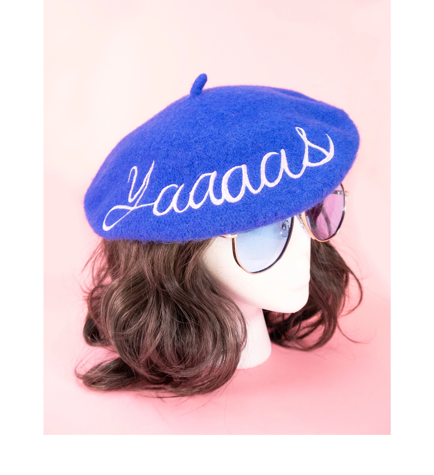 Embroidered Berets in 5 Fun Colors and Sayings | Wool and Nylon