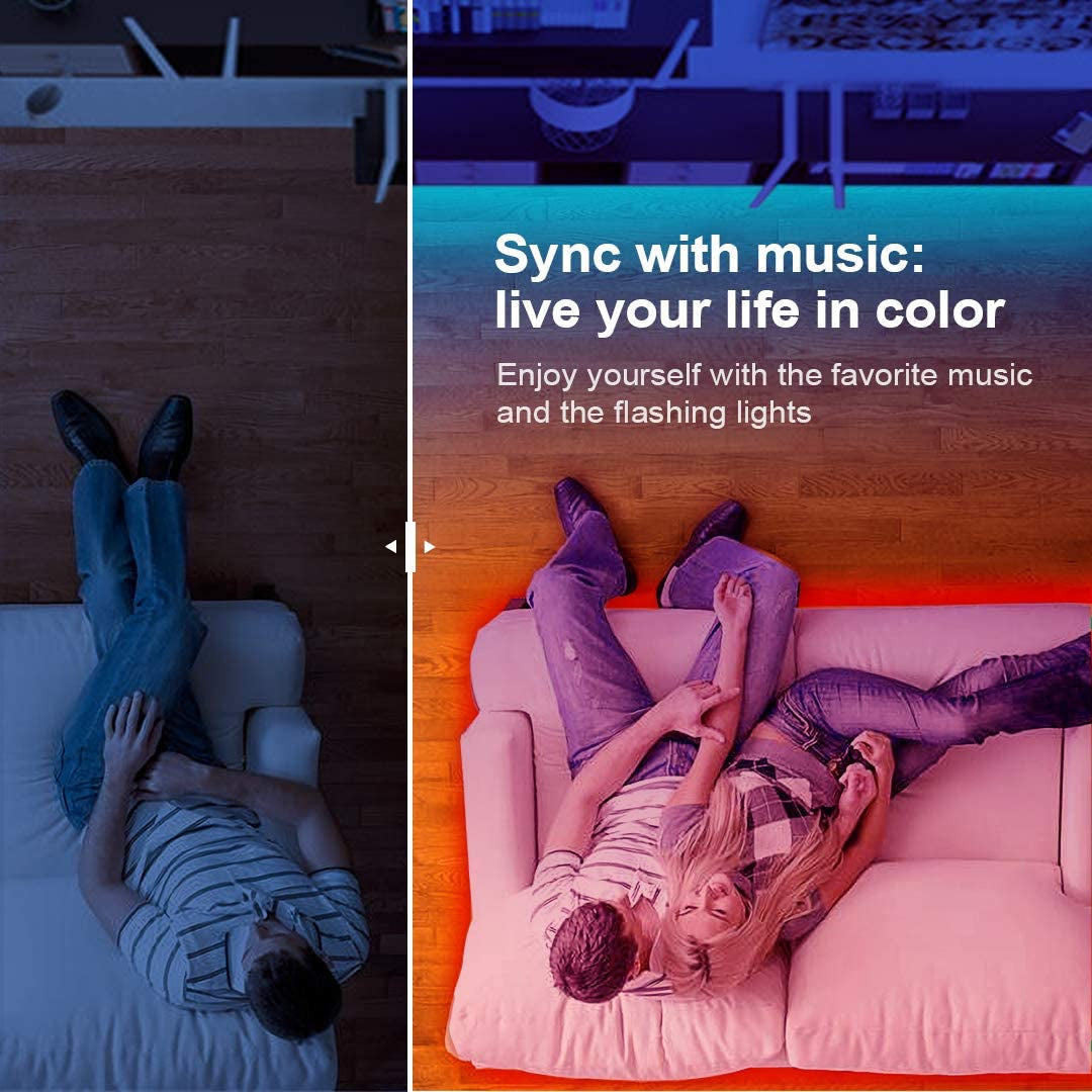 50 FT LED Strip Lights,Bluetooth LED Lights for Bedroom, Color
