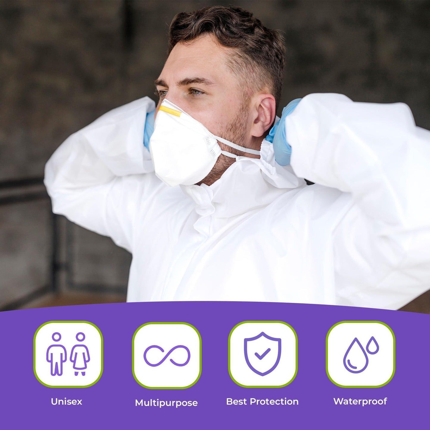 Disposable Coveralls for Men Women 2X Large Pack of 5 AMZ Medical Supply