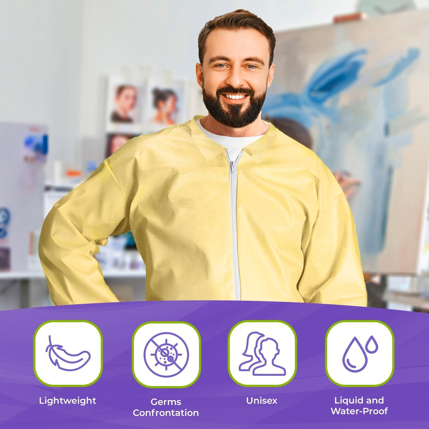 AMZ Medical Supply Disposable Coveralls for Men Women Large. 5 Pack
