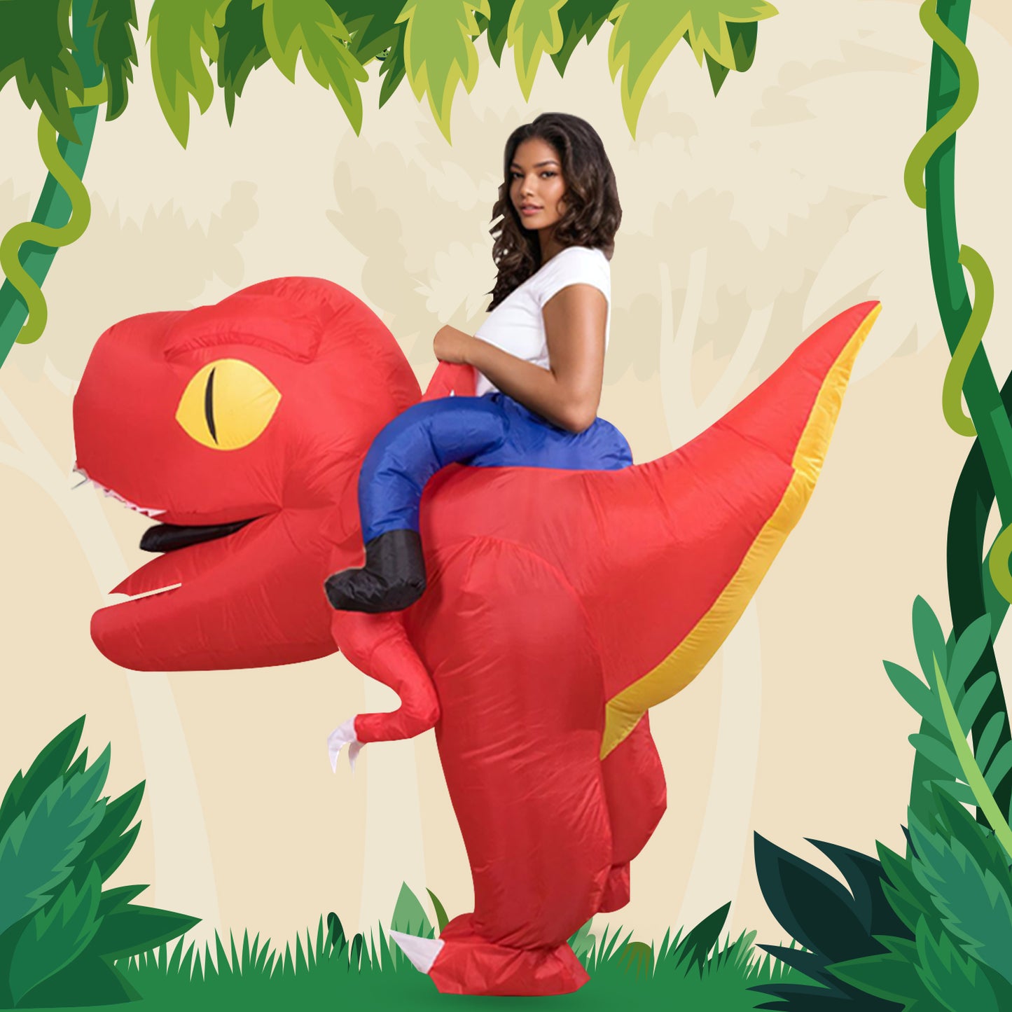 Adult Giant Head Ride-on Dinosaur Inflatable Costume Halloween Cosplay – Trendy Drop 2025 Edition