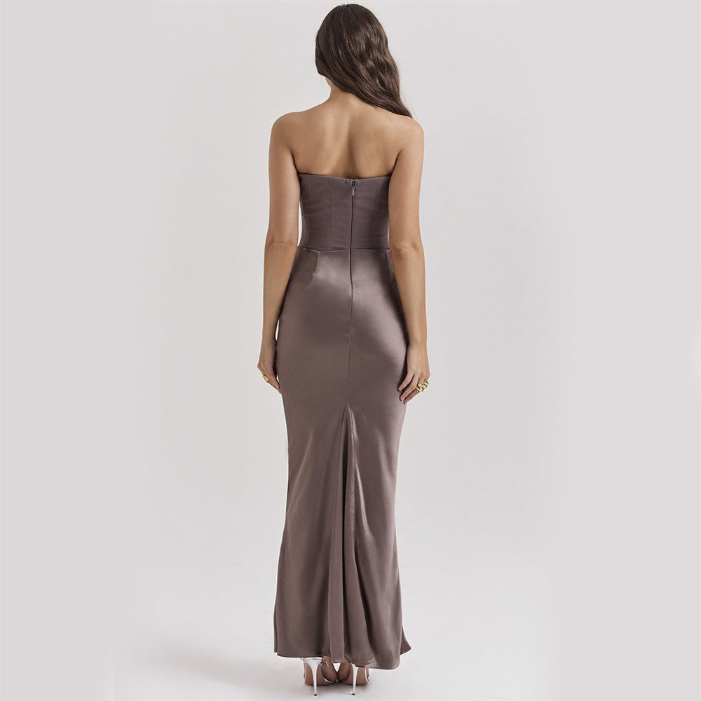 Slim Tube Top Long Dress Sexy Fashion Bandeau Backless Party Evening