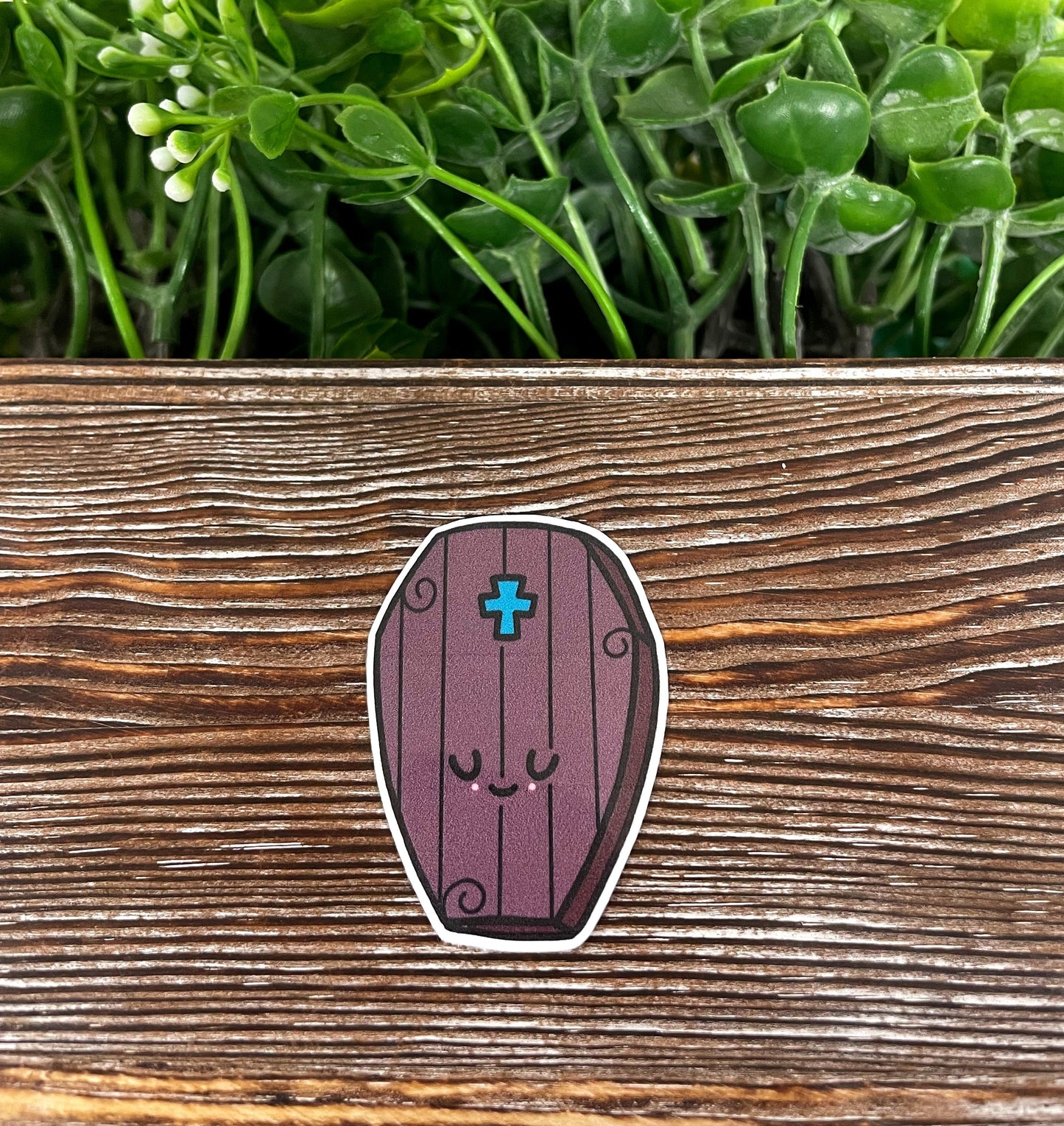 Kawaii Coffin, Die Cut Sticker, Graphic Art Vinyl, , Boho Fun |Sticker