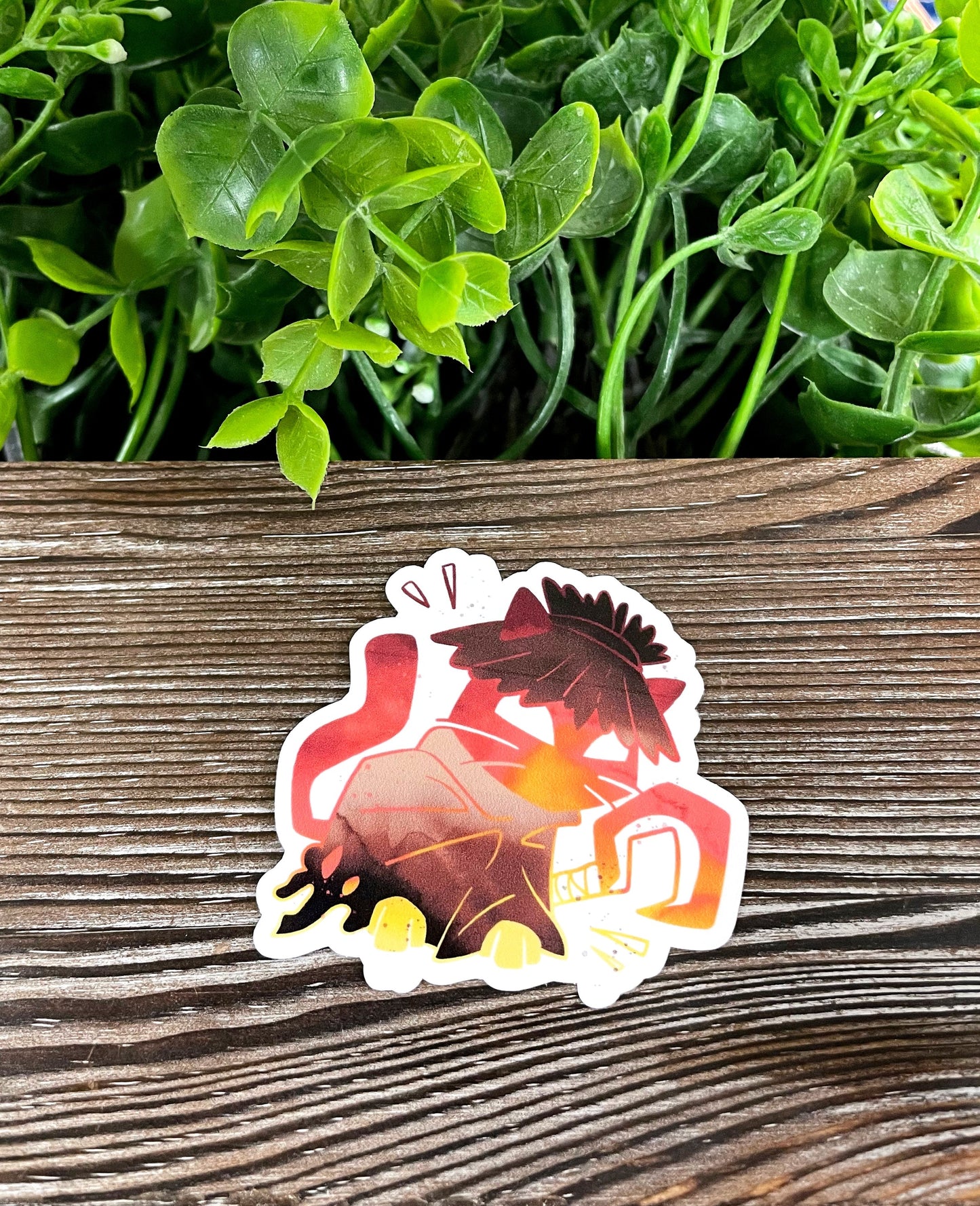Halloween Orange Cat w/ Robes, Die Cut Vinyl Sticker, Boho Fun, Water