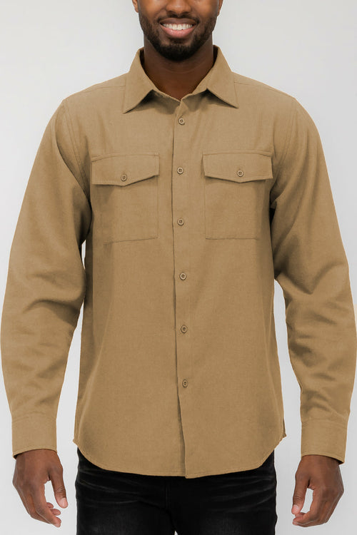 Plain Staple Plaid Brushed Flannel Shirt Jacket Shacket FL201