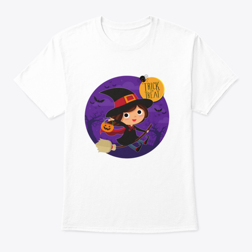 Cute Witch On Broom Vector Cartoon Illustration Shirt Design