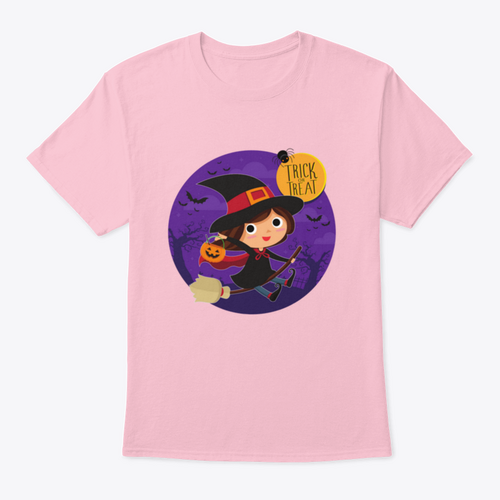 Cute Witch On Broom Vector Cartoon Illustration Shirt Design