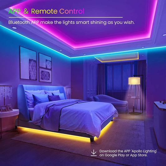 50 FT LED Strip Lights,Bluetooth LED Lights for Bedroom, Color